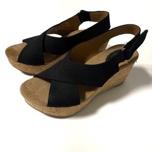 CLARK Artisan Cork Wedge - Size 7.5 - Black